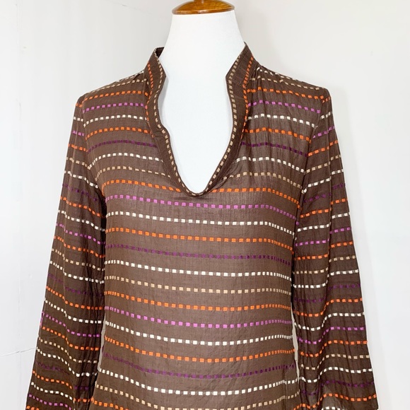 SOLD-Tory Burch Embroidered Pullover V Neck Boho Tunic - Picture 5 of 10